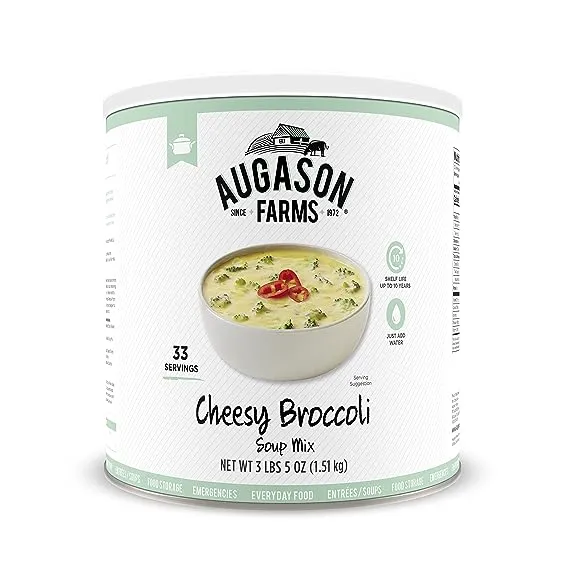 Augason Farms Cheesy Broccoli Soup Mix Can, 54 oz