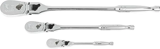 GearWrench 3 Piece 1/4", 3/8" and 1/2" Drive 84 Tooth Locking Flex Head Teardrop Ratchet Set - 81276A-07