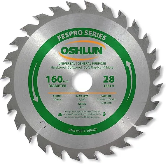 Oshlun SBFT-160056A 160mm 56 Tooth FesPro Non Ferrous TCG Saw Blade with 20mm Arbor for Festool TS 55 EQ, DeWalt DWS520, and Makita SP6000K