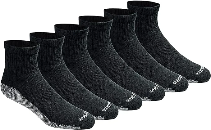 Dickies Men's Dri-Tech Comfort Quarter Socks, Black, Size 6-12 - 6 pairs