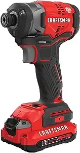 CRAFTSMAN V20 Impact Driver Kit, Cordless, 1/4 Inch, 2 Batteries and Charger Included (CMCF820D2), Small, Black