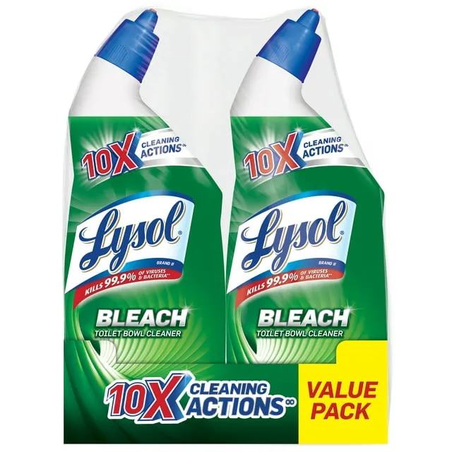 Lysol Toilet Bowl Cleaner w. Bleach, 48oz (2X24oz), 10X Cleaning Power