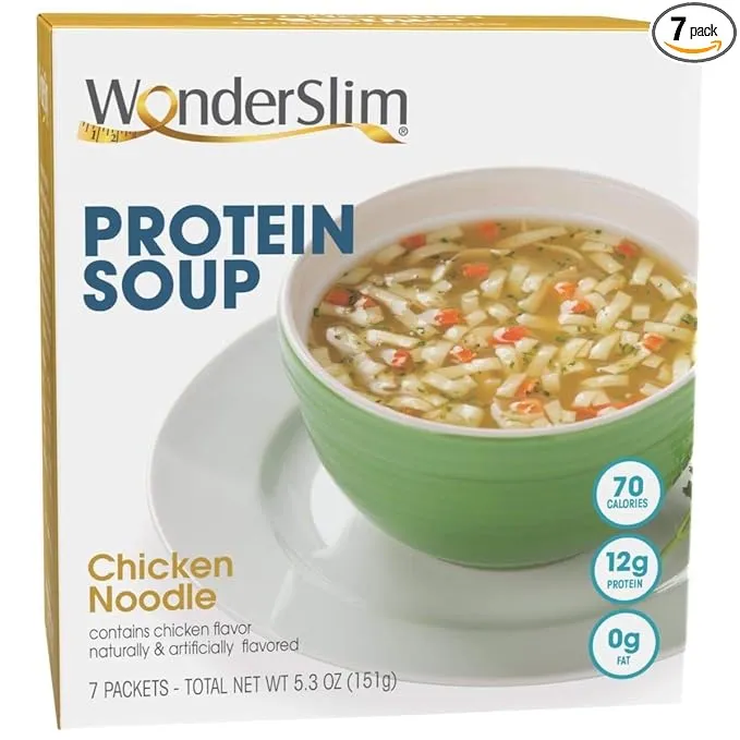 WonderSlim Protein Soup, Chicken Noodle, 70 Calories, 12 Protein, 0g Fat (7ct)