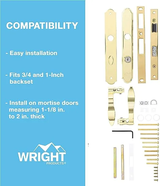 Wright Products Vmt115pb Brass Serenade Style Mortise Set