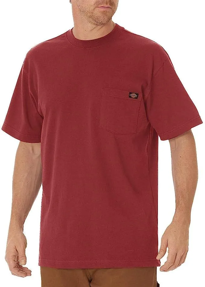 "Dickies Shirts: Men's WS450 BY Burgundy Crew Neck Heavyweight Short Sleeve Shirt "