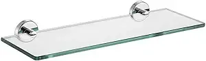 JQK Bathroom Glass Shelf Chrome, Tempered Glass Shower Storage 16 by 5 inches, 304 Stainless Steel Polished Chrome Wall Mount, TGS101-CH