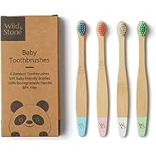 Organic Baby Bamboo Toothbrushes | 4 Pack | Soft Bristles | 100% Compostable ...