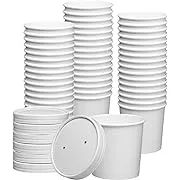 Comfy Package [12 oz. - 50 Count White Paper Food Containers with Vented Lids - To Go Hot Soup Bowls, Disposable Ice Cream Cups, Ideal for Hot and Cold Foods