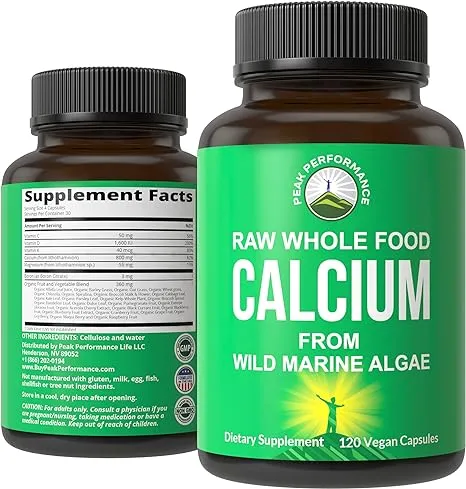 Peak Performance Raw Whole Food Vegan Calcium Supplement