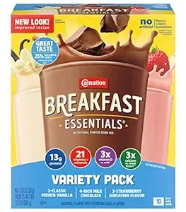 Carnation Breakfast Essentials Drink Mix, Nutritional Powder, Variety Pack - 10 pack, 1.26 oz packets