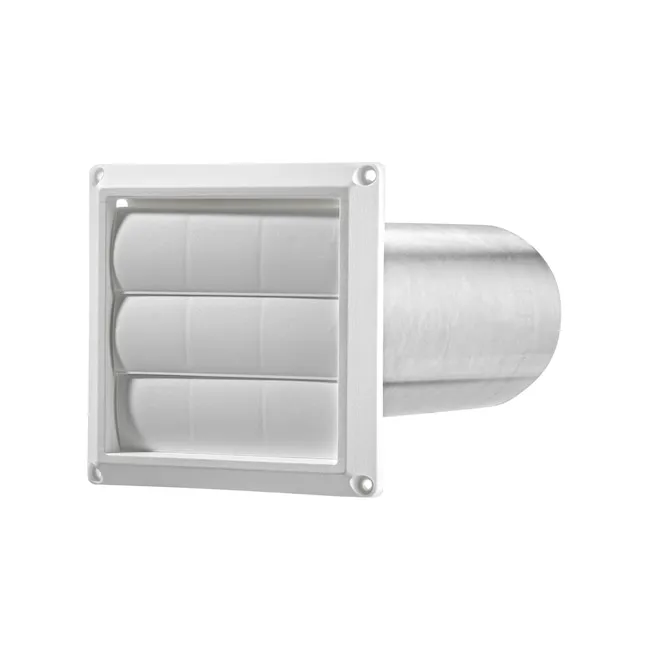 Lambro 267WS White Plastic Louvered Vent with Tail Pipe, 4-Inch