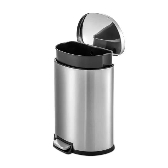 QUALIAZERO 50L/13Gal Heavy Duty Hands-Free Stainless Steel Commercial/Kitchen Step Trash Can, Fingerprint-Resistant Soft Close Lid Trashcan, 50L / 13 GAL