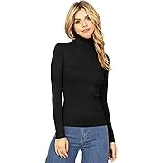 Ambiance Apparel Women's Ribbed Long Sleeve Turtleneck Top, Size: Small, Black