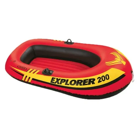 INTEX Explorer Inflatable Boat Series: Dual Air Chambers – Welded Oar Locks – Grab Handles – Bow Rope – Sporty Design