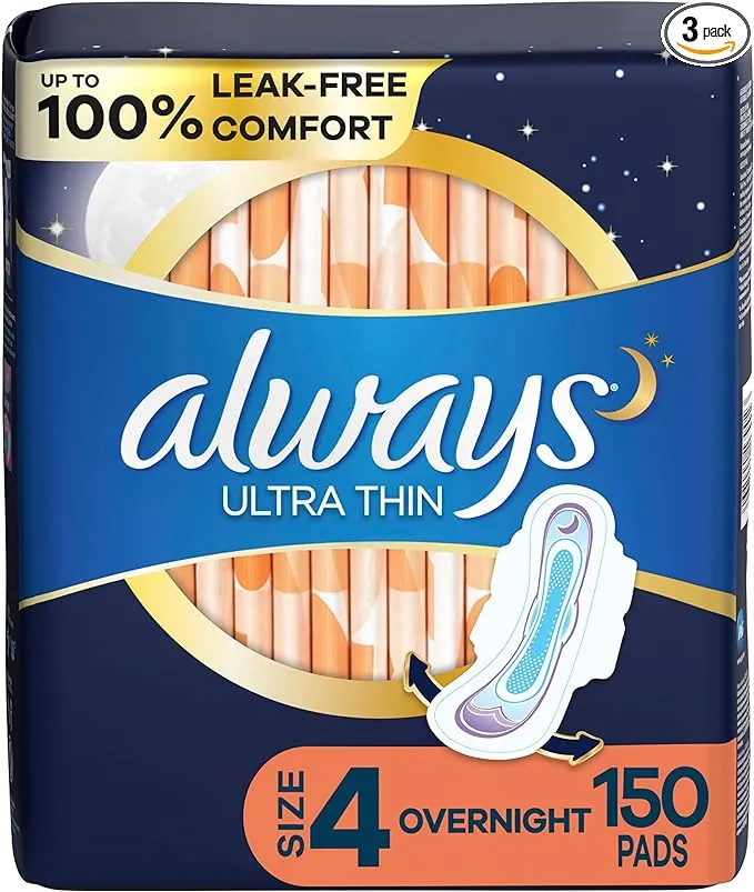 Always Pads, Ultra Thin, Overnight, Mega Pack - 50 pads