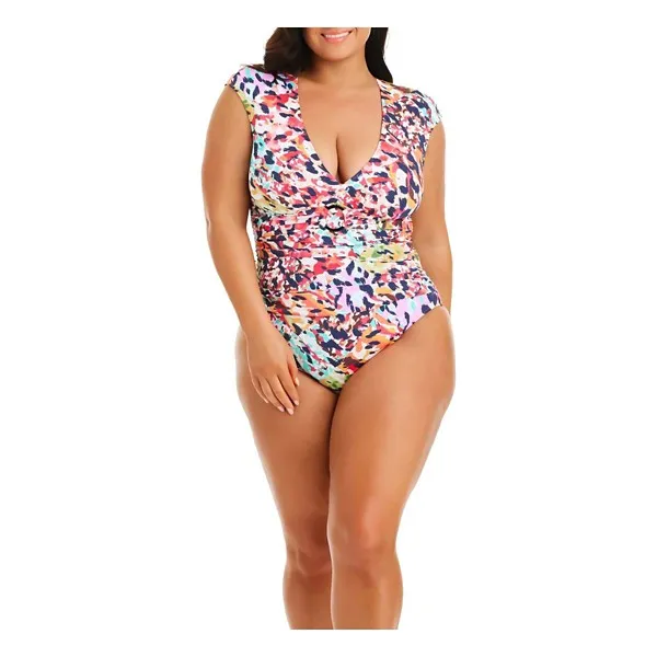 Women's Bleu Rod Beattie Plus Size Party Animal Cap Sleeve One Piece Swimsuit