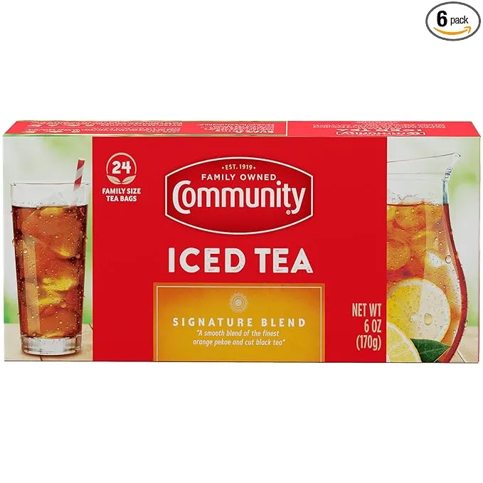 Community Coffee Signature Iced Tea, 144 Family Size Tea Bags, 24 Count Box (Pack of 6)