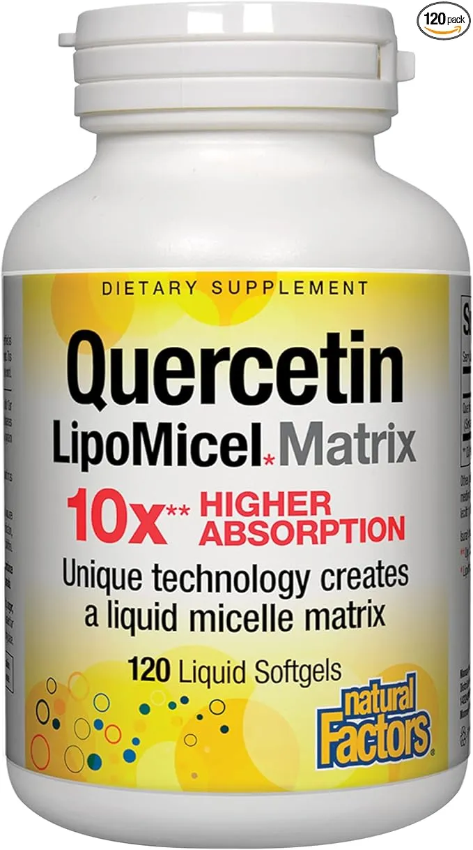 Natural Factors Quercetin LipoMicel Matrix for Superior Absorption, 120 Softgels