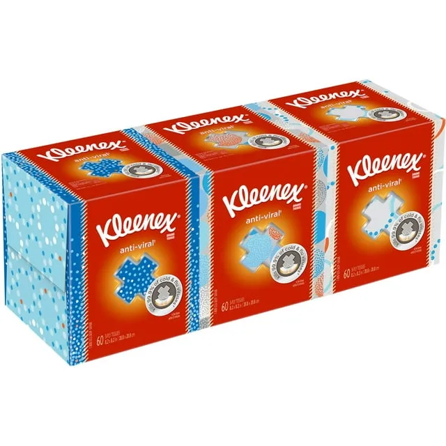 Kleenex Antiviral Facial Tissues, 3-Ply - 3 pack, 68 per box