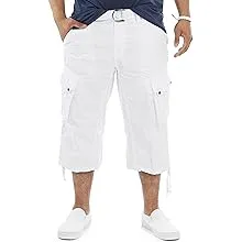 X RAY Men's Belted Cargo Long Shorts 18" Inseam Below Knee Length Multi Pocket 3/4 Capri Pants (Big and Tall Shorts for Men)