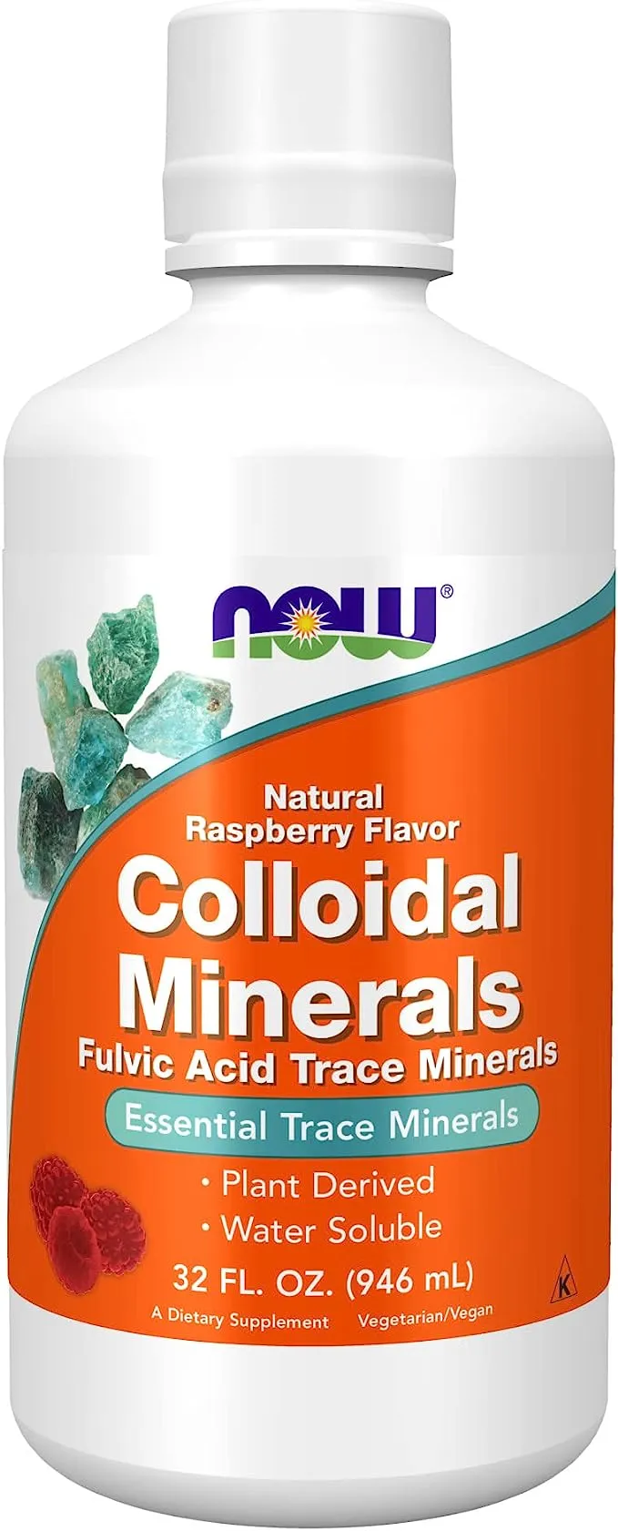 NOW Foods Supplements, Colloidal Minerals Liquid, Plant Derived, Essential Trace Minerals, Raspberry, 32-Ounce