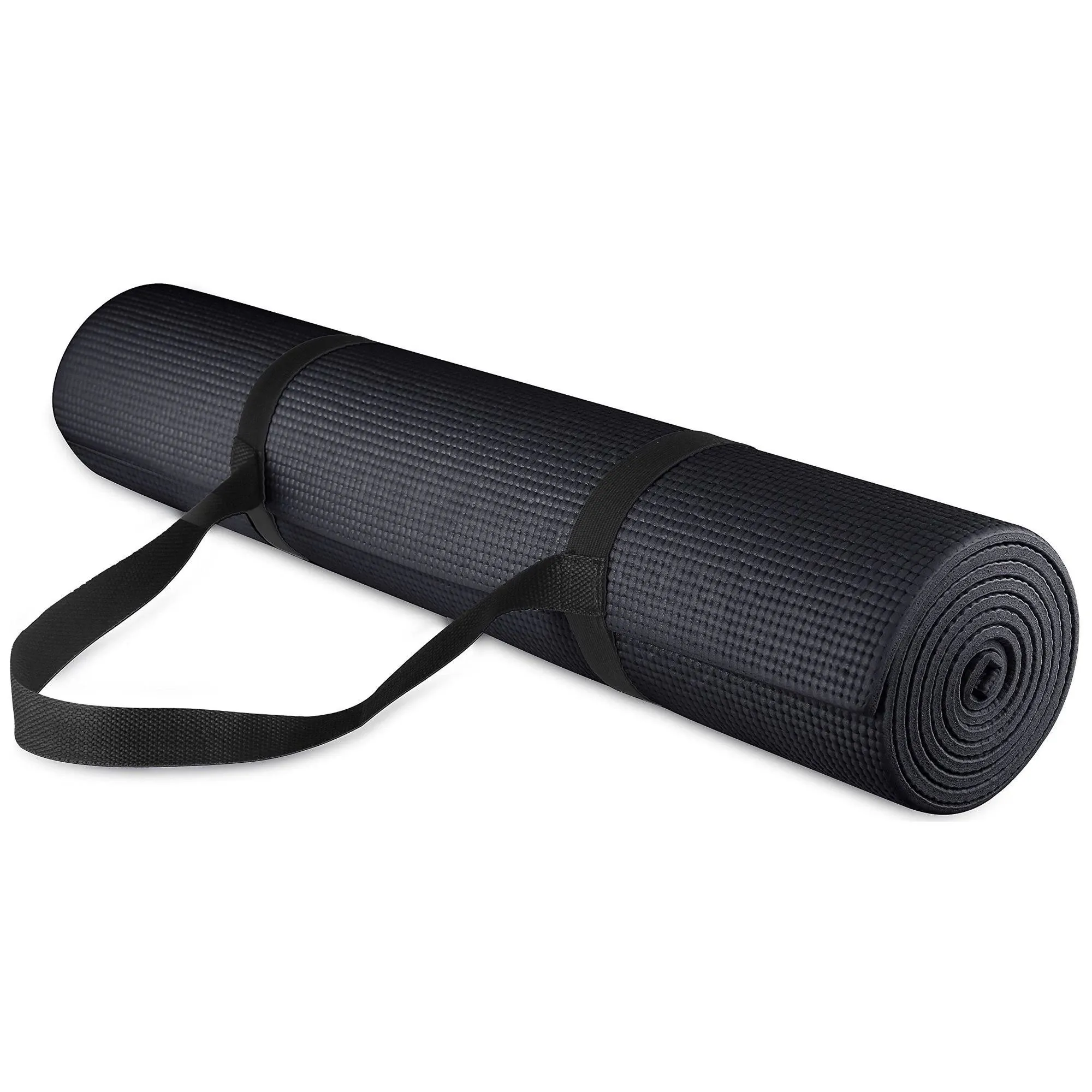 All Purpose 1/4-Inch High Density Anti-Tear Exercise Yoga Mat with Carrying Strap with Optional Yoga Blocks, Multiple Colors