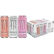 Monster Energy Ultra Variety Pack, Zero Ultra, Ultra Peachy Keen, Ultra Strawberry Dreams, Sugar Free Energy Drink, 16 Ounce (Pack of 15)