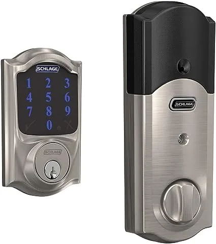 Schlage Connect Z-Wave Plus Smart Deadbolt with Camelot Trim Finish: Bright Chrome