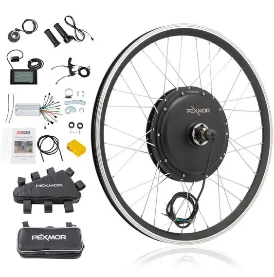 PEXMOR Electric Bike Conversion Kit, 48V 1200W 26" Front/Rear Wheel E-Bike Conversion Kit, Ebike Hub Motor Kit Upgrade 3 Mode Controller w/PAS/LCD Display/Twist Throttle Electric Bicycle Ebike Kit