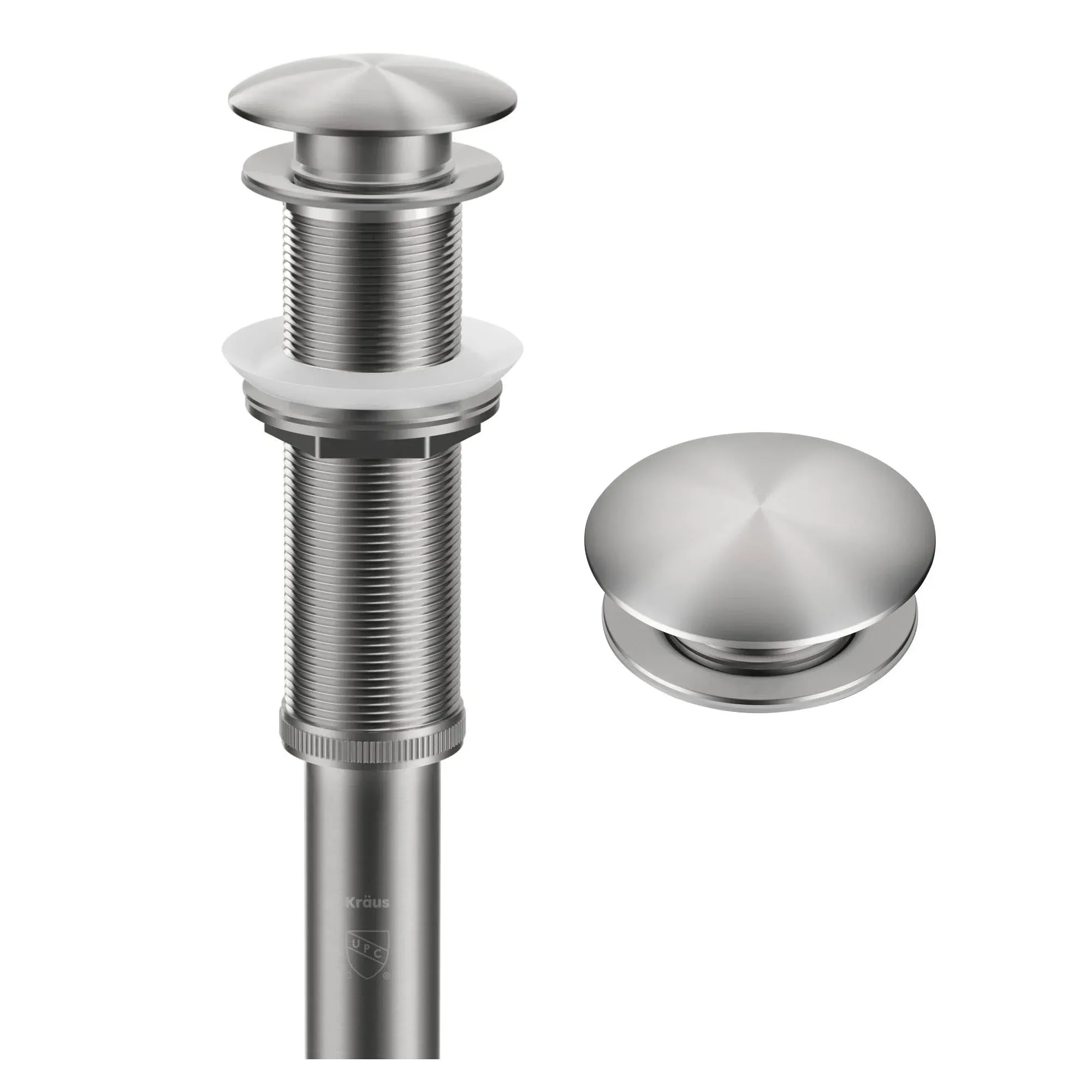 KRAUS PU-L10SFS Sink Pop-Up Drain Extended Thread\xa0No Overflow\xa0in Stainless Steel