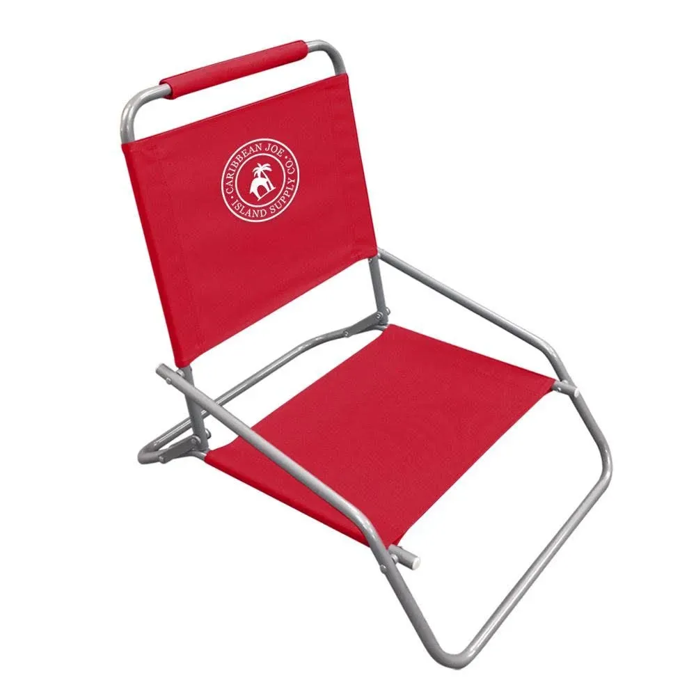 Caribbean Joe Folding Beach Chair, 1 Position Lightweight and Portable Foldable Outdoor Camping Chair, Red