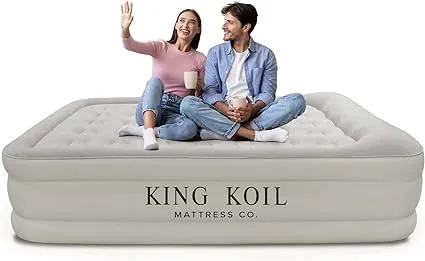 King Koil Pillow Top Plush Air Mattress with Built-in Pump