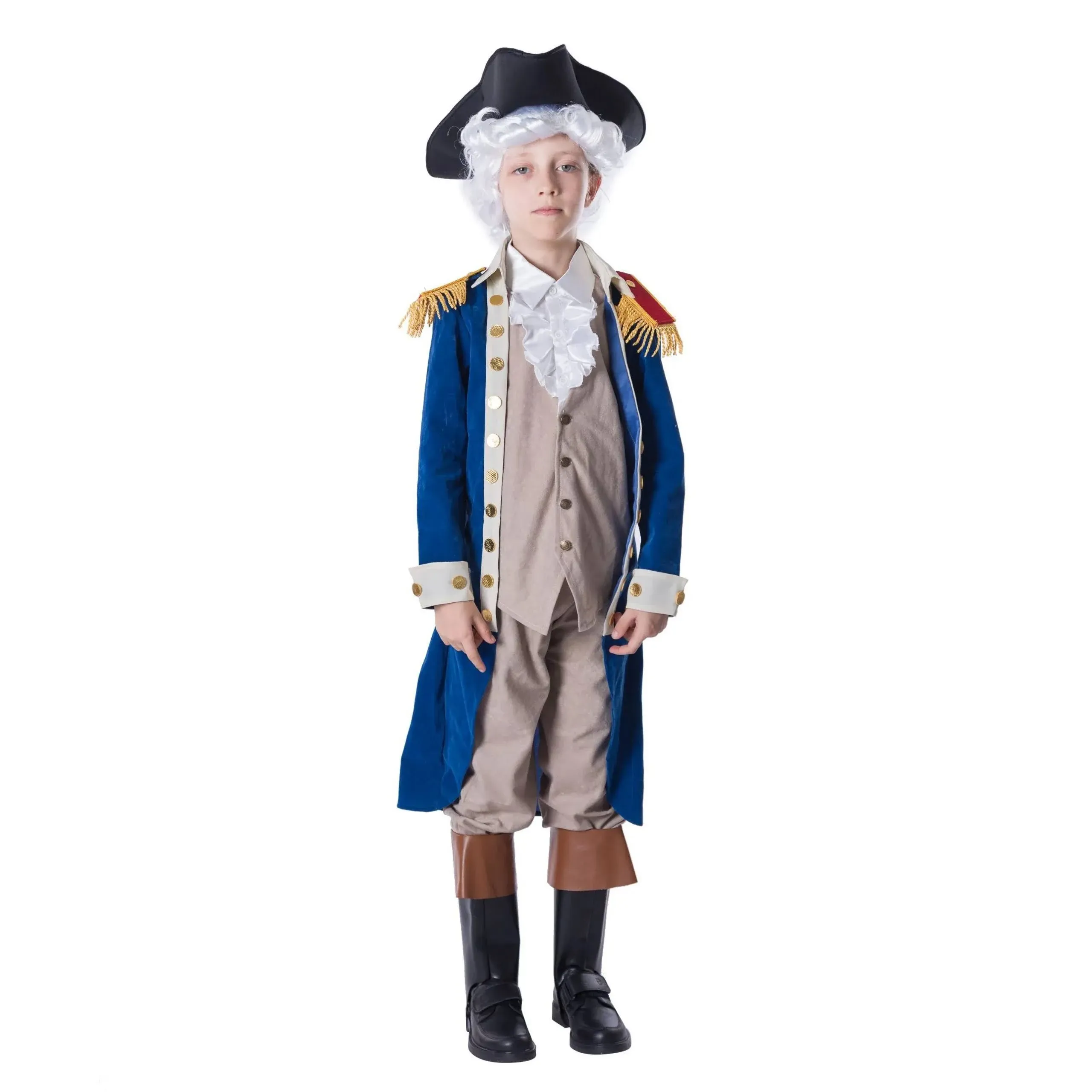 Spooktacular Creations George Washington Colonial Boys Costume Set with Wig and Hat