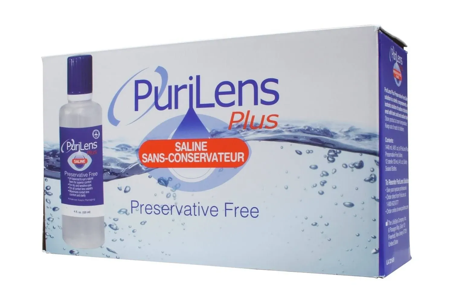 Purilens Plus Preservative Free Saline Twelve 4-fl. Oz(120-ml)bottles