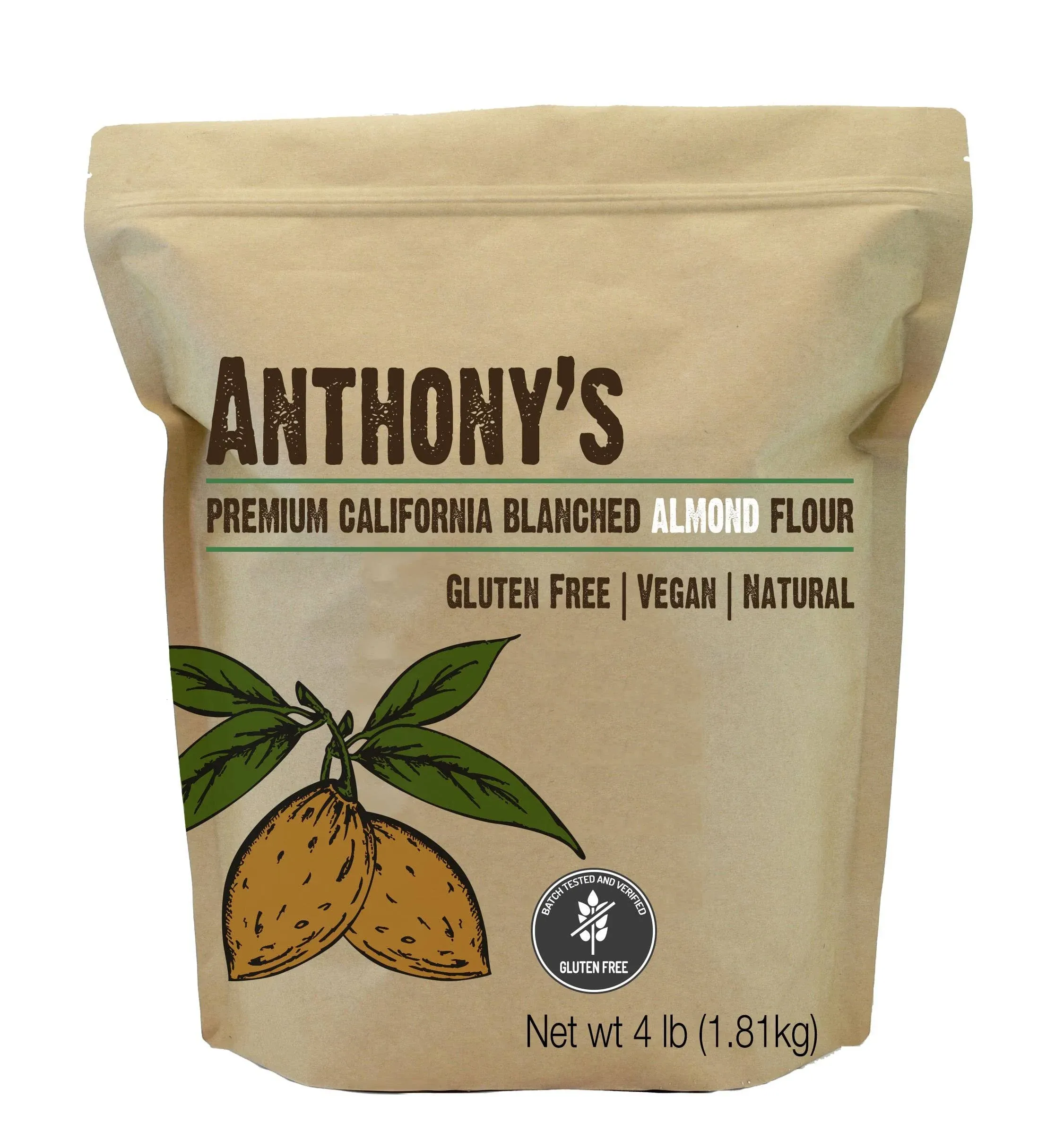 Anthony's Almond Meal Flour, Natural Unblanched, 5 lb, Batch Tested Gluten Free, Keto Friendly