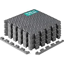 Yes4All Interlocking Exercise Foam Mats with Border - Interlocking Floor Mats for Gym Equipment - Eva Interlocking Floor Tiles (12 Square Feet, Black)