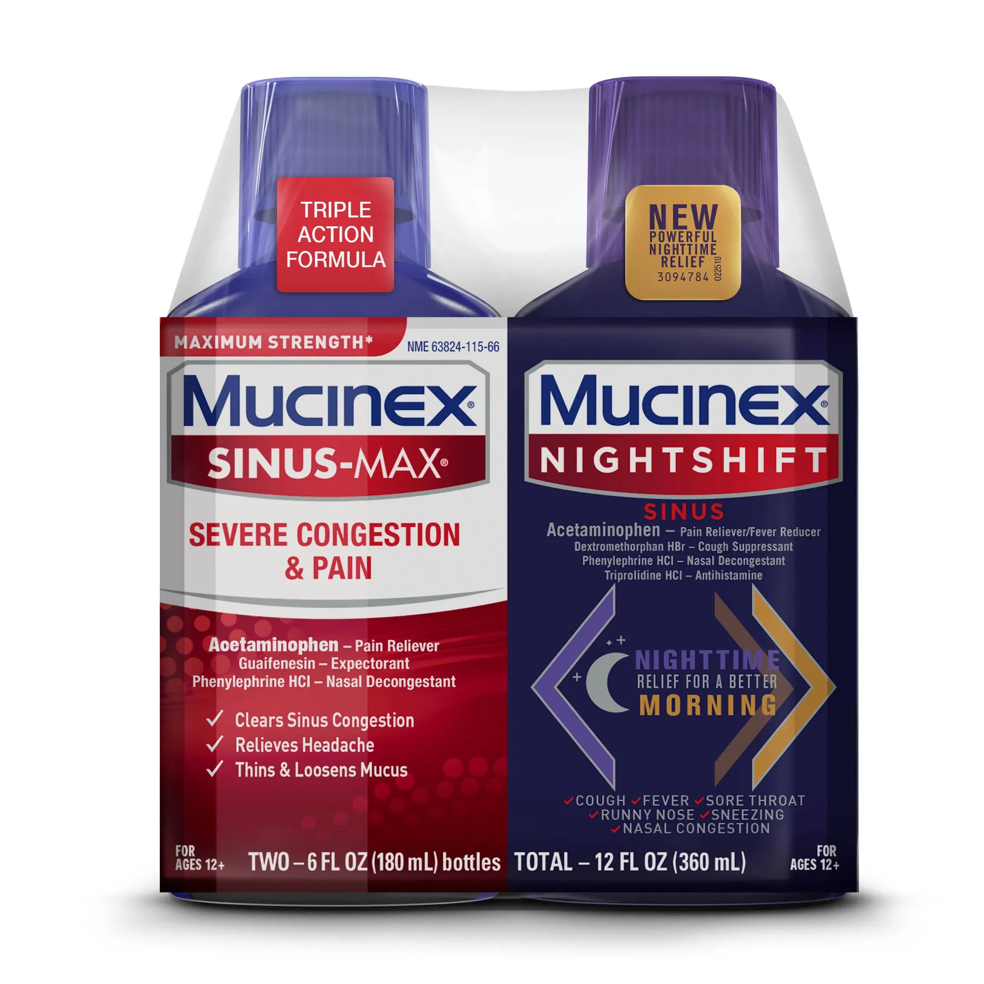 Mucinex Maximum Strength Sinus-Max Severe Congestion &amp; Pain &amp; Nightshift Sinus