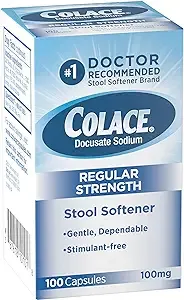 Colace Regular Strength Docusate Sodium 100 mg Stool Softener Capsules - 100 ct