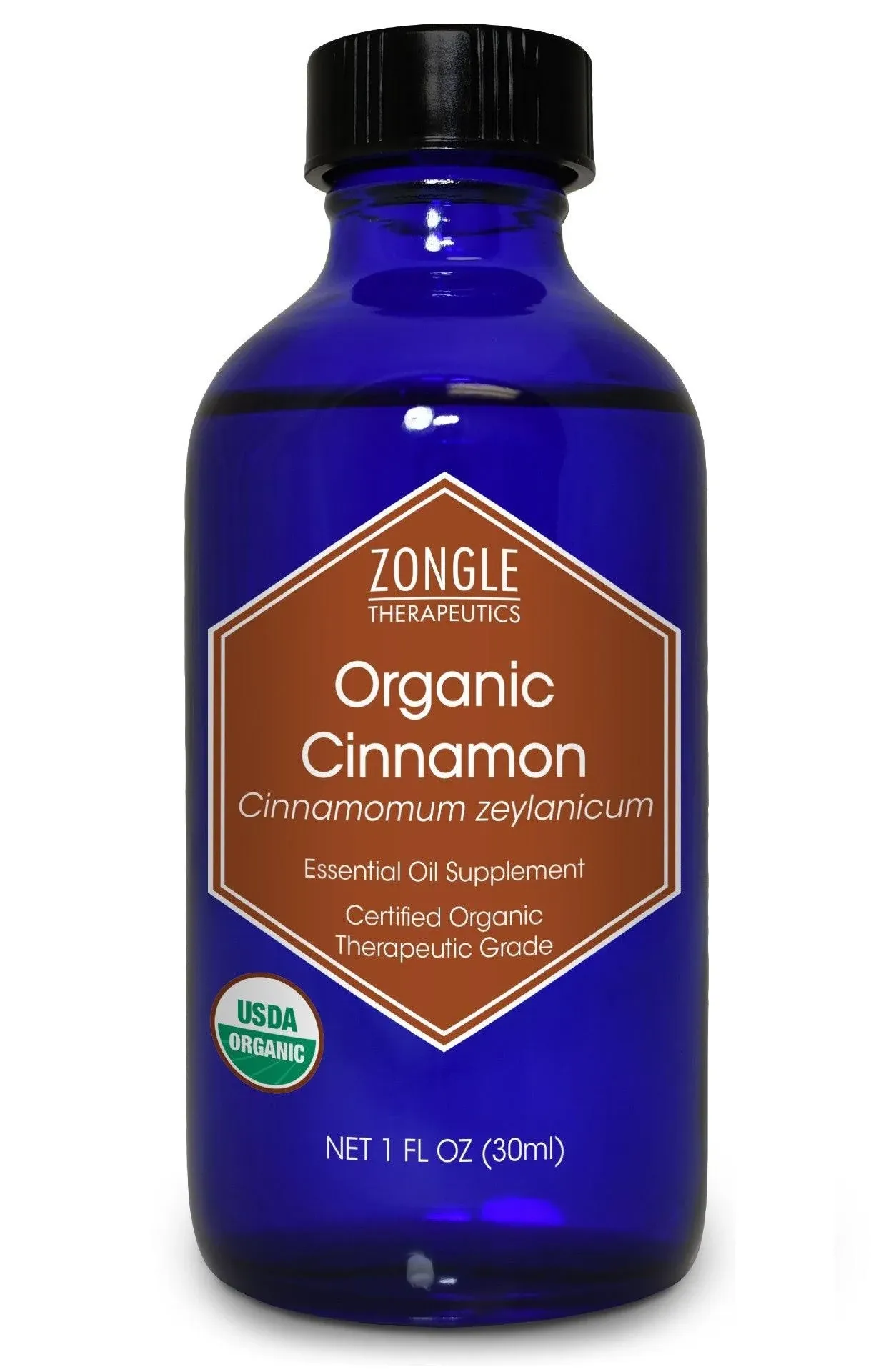 Zongle Therapeutics Zongle USDA Certified Organic Cinnamon (Leaf) Essential Oil, Safe to Ingest, Cinnamomum Zeylanicum, 1 oz