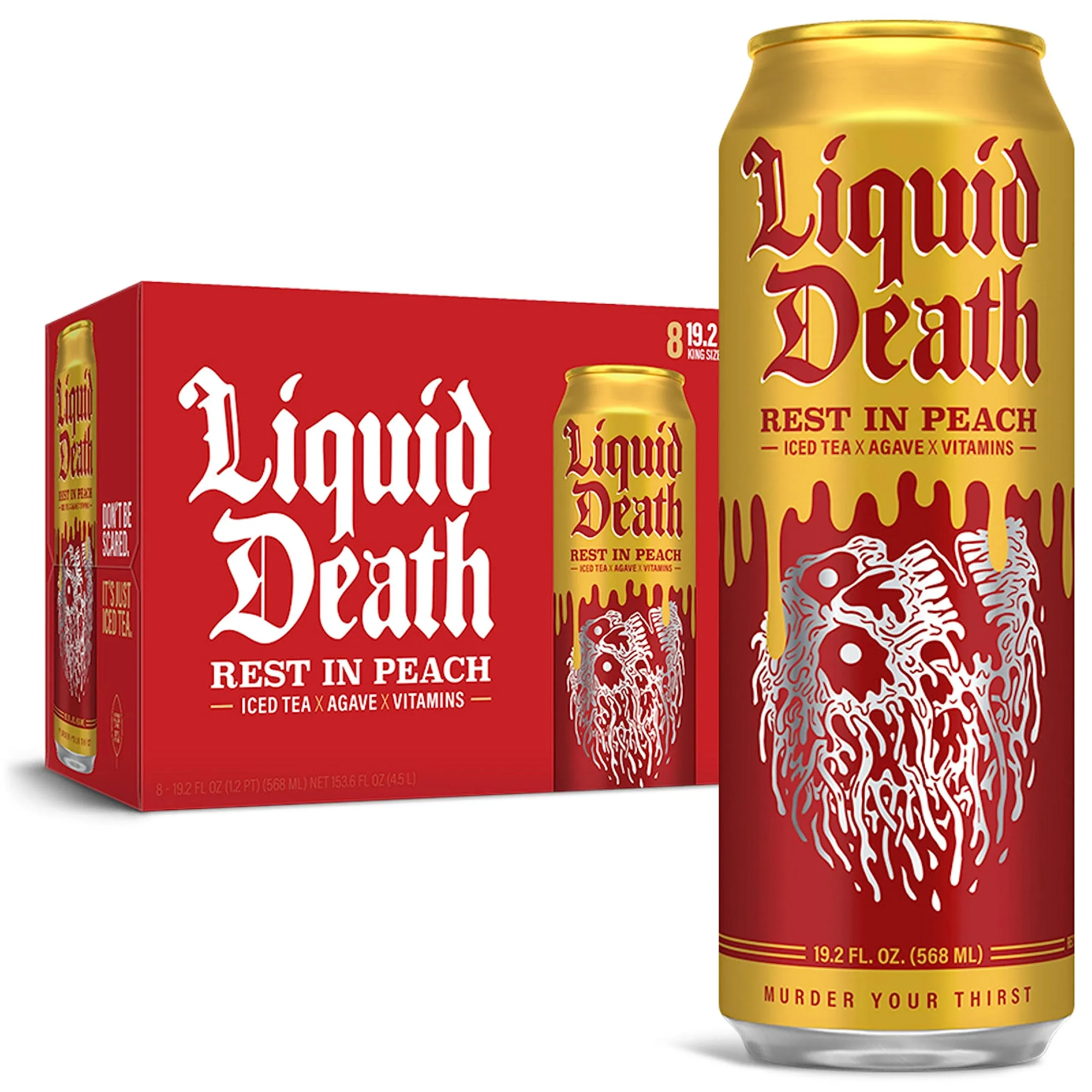 Liquid Death Iced Black Tea, Rest in Peach - 19.2 fl oz