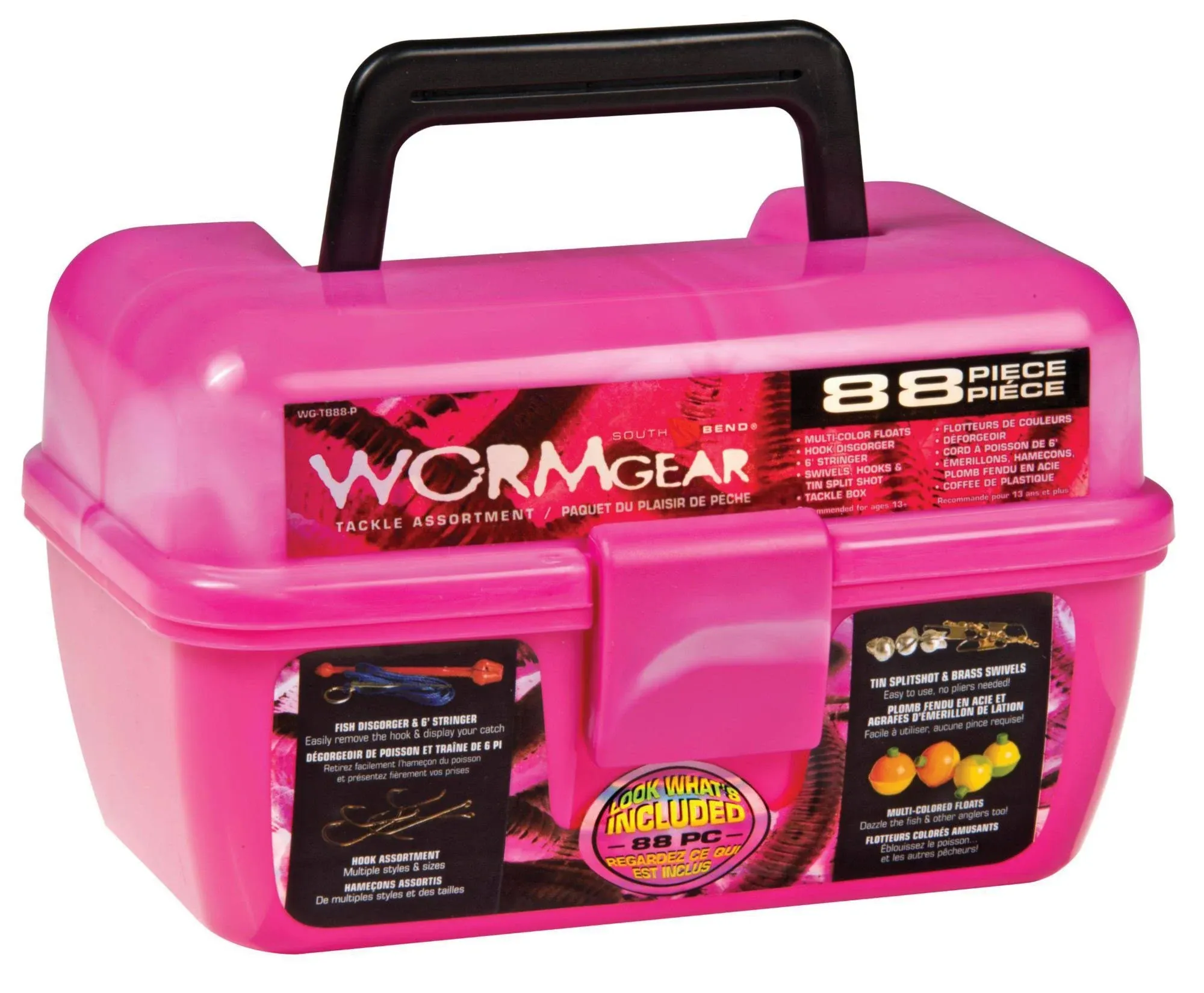 South Bend 88 Piece Pink Worm Gear Loaded Tackle Box Kit