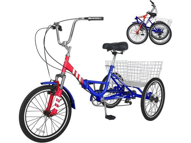 Mooncool Adult Folding Tricycle 7-Speed, 26-Inch Three Wheel Cruiser Bike with Cargo Basket, Foldable Tricycle for Adults, Women, Men, Seniors.