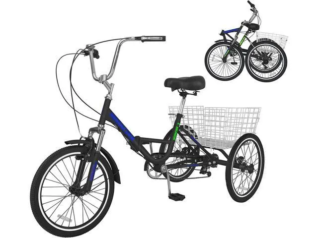 Mooncool Adult Folding Tricycle 7-Speed, 26-Inch Three Wheel Cruiser Bike with Cargo Basket, Foldable Tricycle for Adults, Women, Men, Seniors.