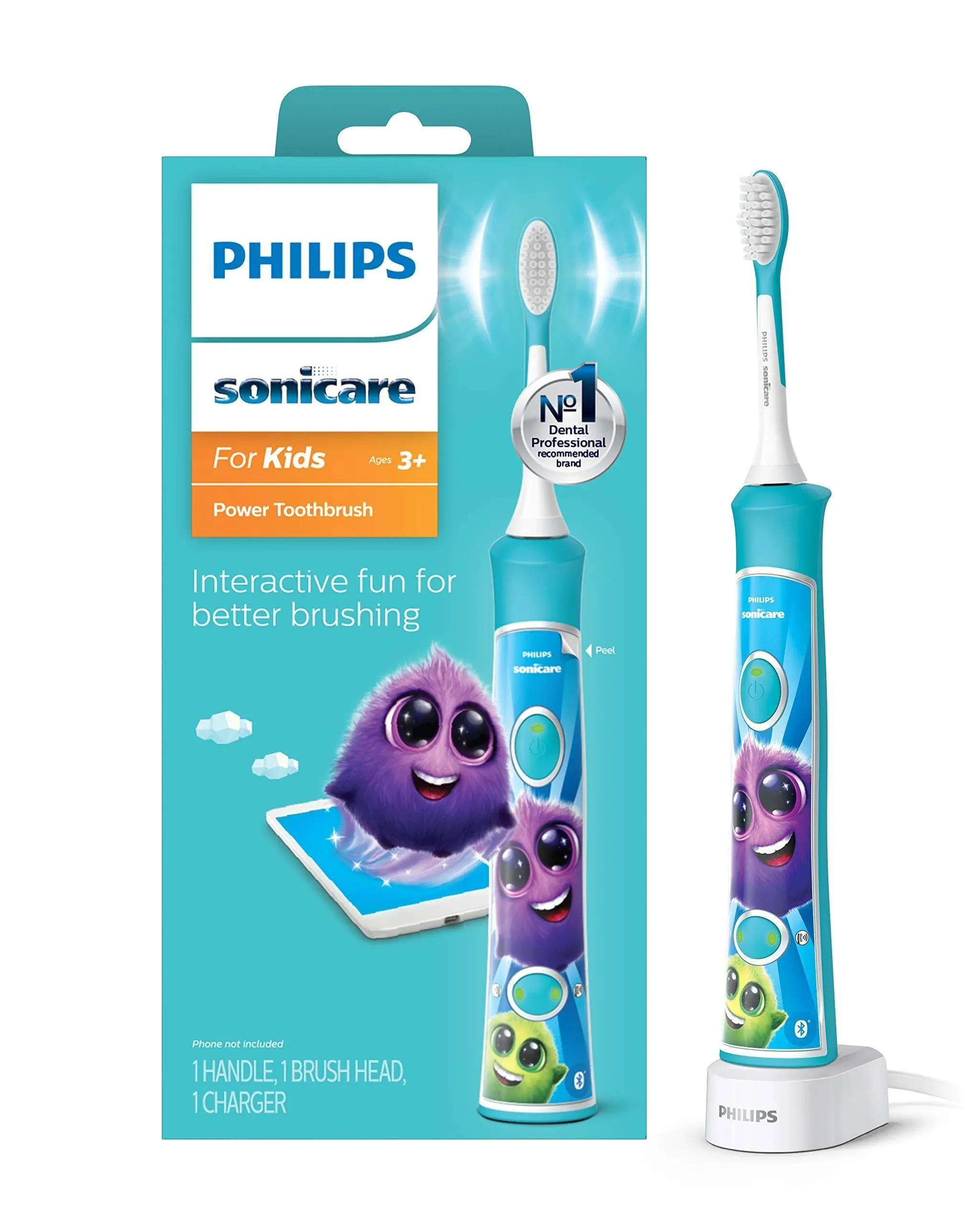 Philips Sonicare for Kids Bluetooth Connected Electric Rechargeable Toothbrush, Pink