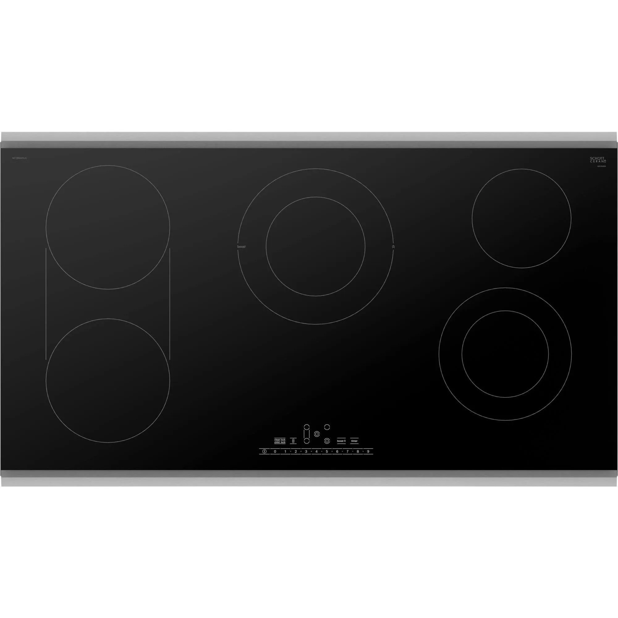 800 36 in. Radiant Electric Cooktop in Black with Stainless Steel Frame with 5 Elements