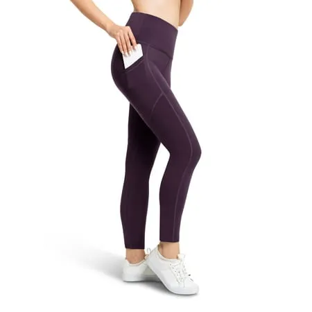 Womens High Waist Leggings with 3 Pockets | Tummy Control Yoga Workout Pants | 7/8 Length