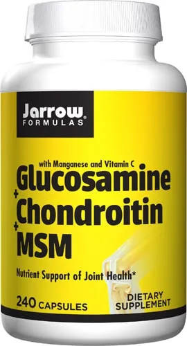 Jarrow Formulas Glucosamine + Chondroitin + MSM - 240 Capsules - 60 Servings - Joint Support Supplement - Glucosamine Chondroitin MSM Capsules - With Vitamin C & Manganese - Non-GMO - Gluten Free