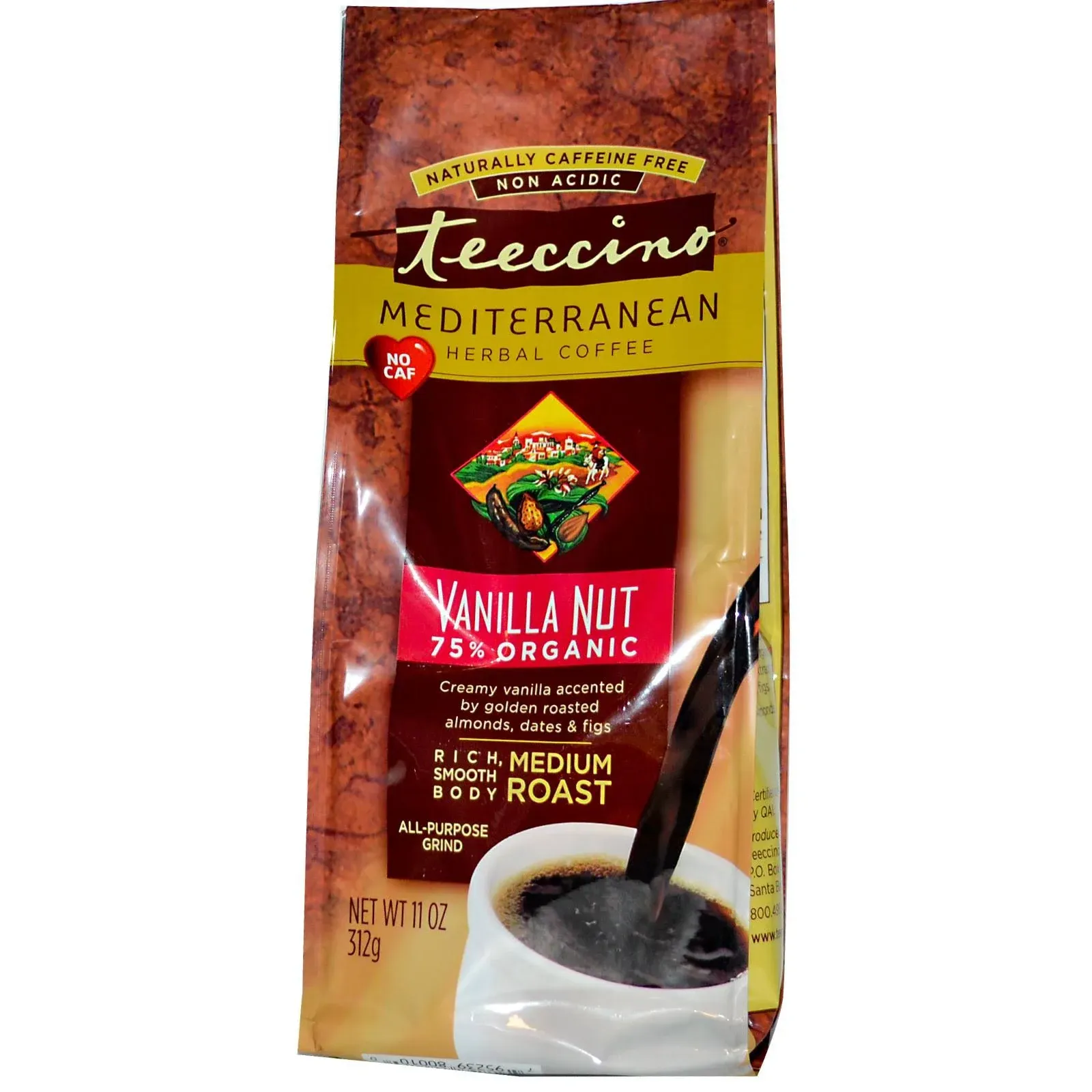 Teeccino - Chicory Herbal Coffee - Medium Roast - Vanilla Nut - 11 Oz