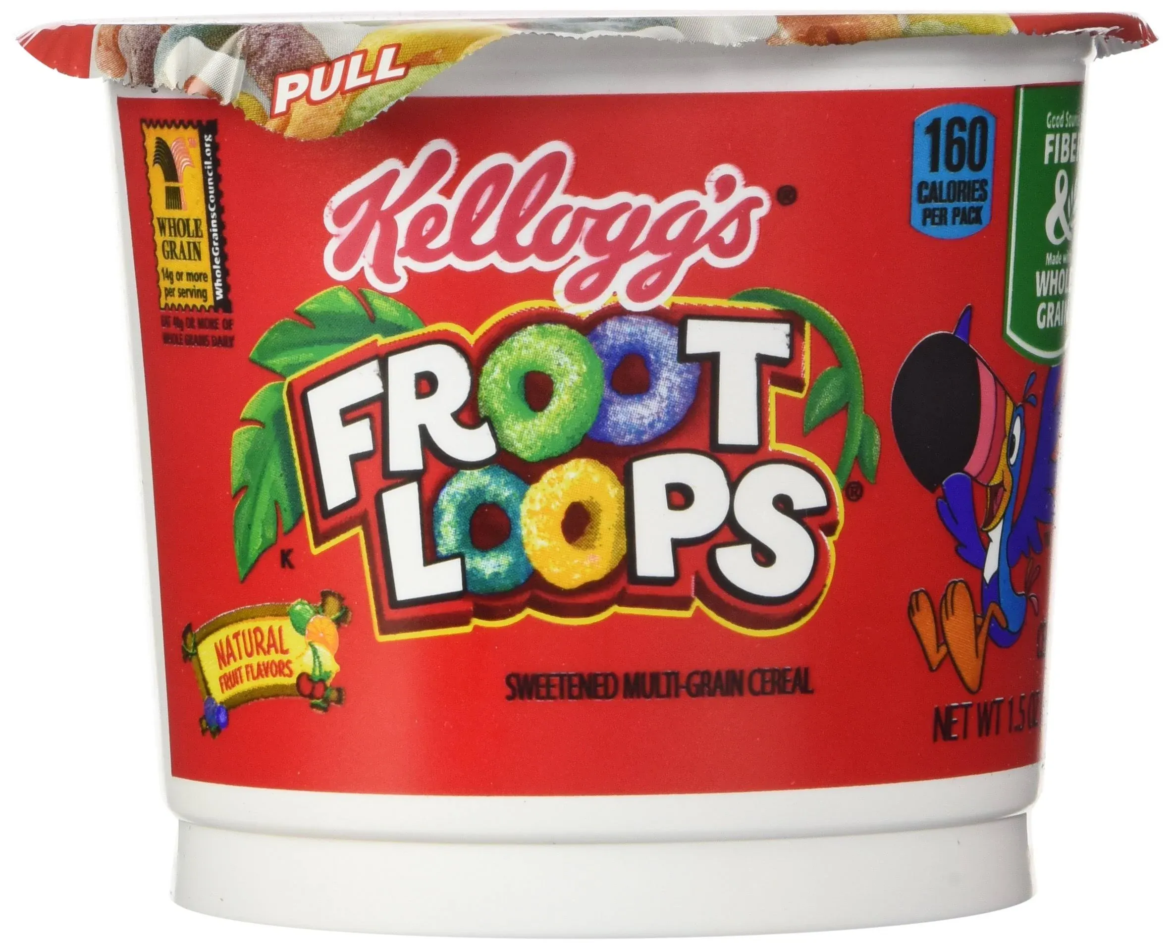 Kelloggâââ€š¬ââ€ž¢s Froot Loops Breakfast Cereal Cups, Fruit Flavored, Breakfast Snacks with Vitamin C, Original, 18oz Case (12 Cups)