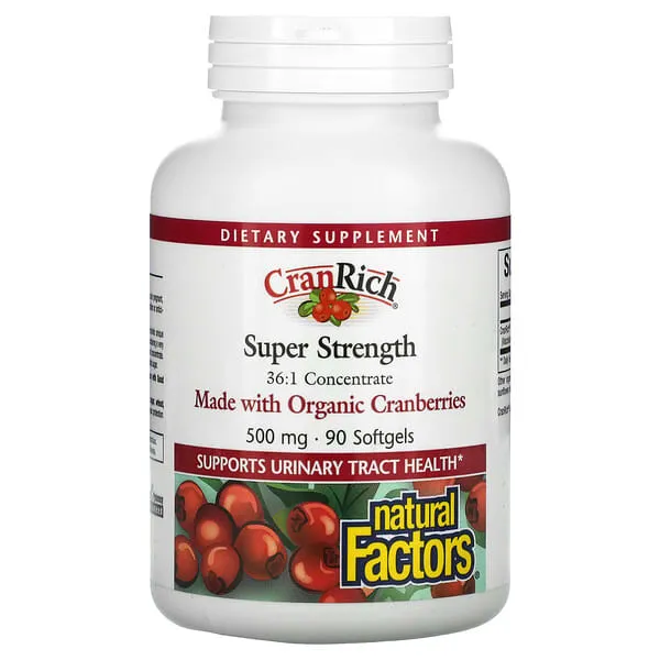 Natural Factors
           CranRich Super Strength Cranberry -- 500 mg - 90 Softgels
        
        
        
        
        
          
          SKU #: 068958045146
          
            Shipping Weight:
              0.425 lb
            
       